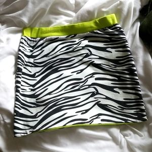 🇺🇦 Reversible Y2K Animal print and neon green cotton skirt Small
